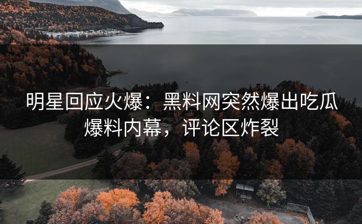 明星回应火爆：黑料网突然爆出吃瓜爆料内幕，评论区炸裂