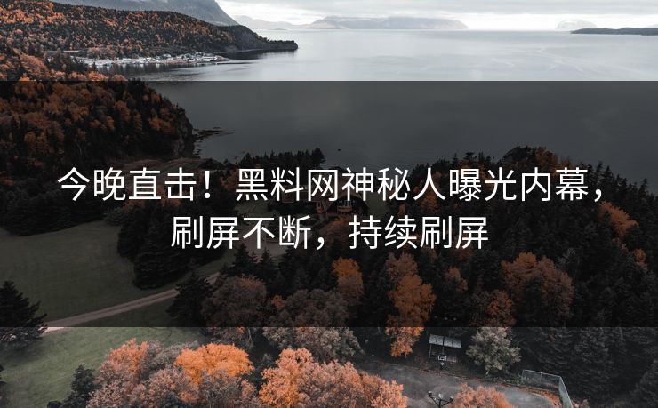 今晚直击！黑料网神秘人曝光内幕，刷屏不断，持续刷屏