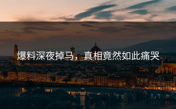 爆料深夜掉马，真相竟然如此痛哭