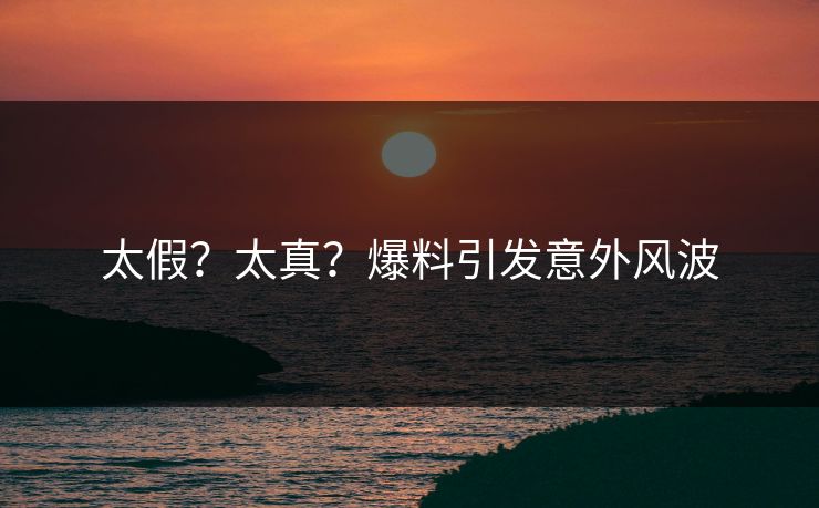 太假？太真？爆料引发意外风波