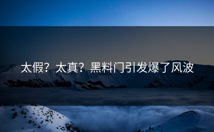 太假？太真？黑料门引发爆了风波