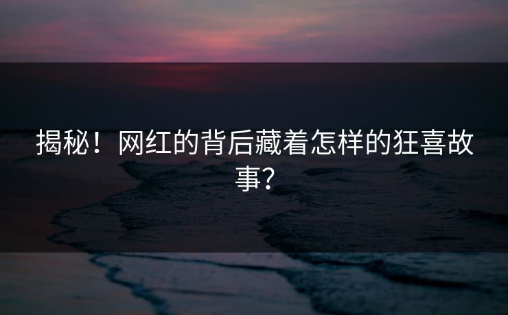 揭秘！网红的背后藏着怎样的狂喜故事？