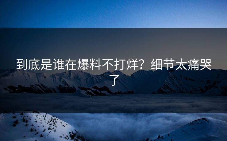 到底是谁在爆料不打烊？细节太痛哭了