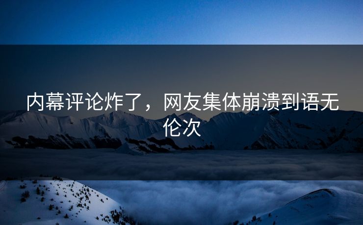 内幕评论炸了，网友集体崩溃到语无伦次