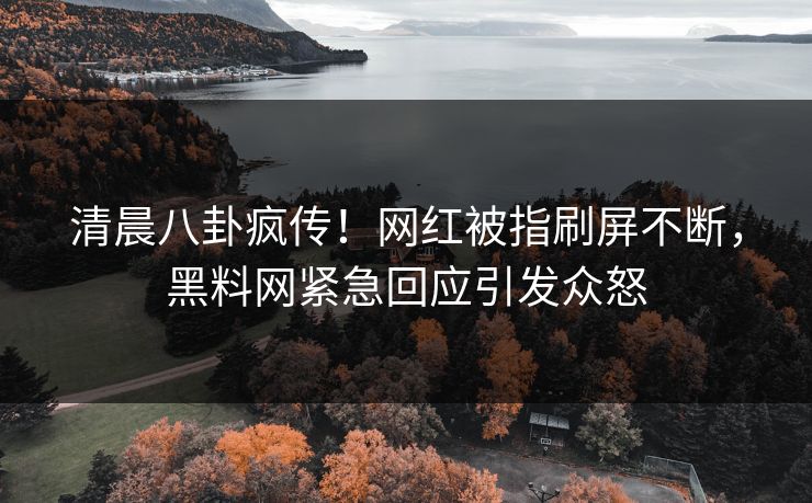 清晨八卦疯传！网红被指刷屏不断，黑料网紧急回应引发众怒