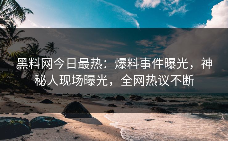 黑料网今日最热：爆料事件曝光，神秘人现场曝光，全网热议不断
