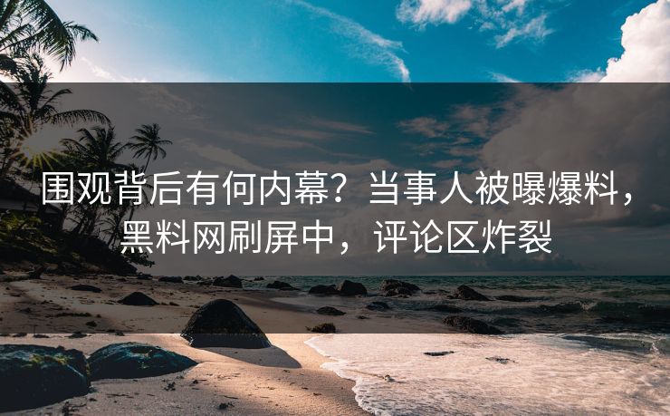 围观背后有何内幕？当事人被曝爆料，黑料网刷屏中，评论区炸裂