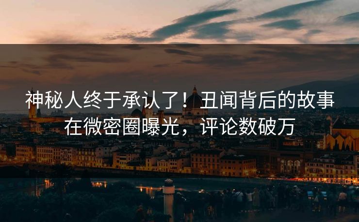 神秘人终于承认了！丑闻背后的故事在微密圈曝光，评论数破万