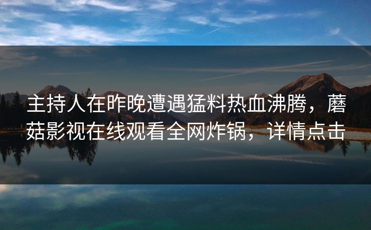 主持人在昨晚遭遇猛料热血沸腾，蘑菇影视在线观看全网炸锅，详情点击